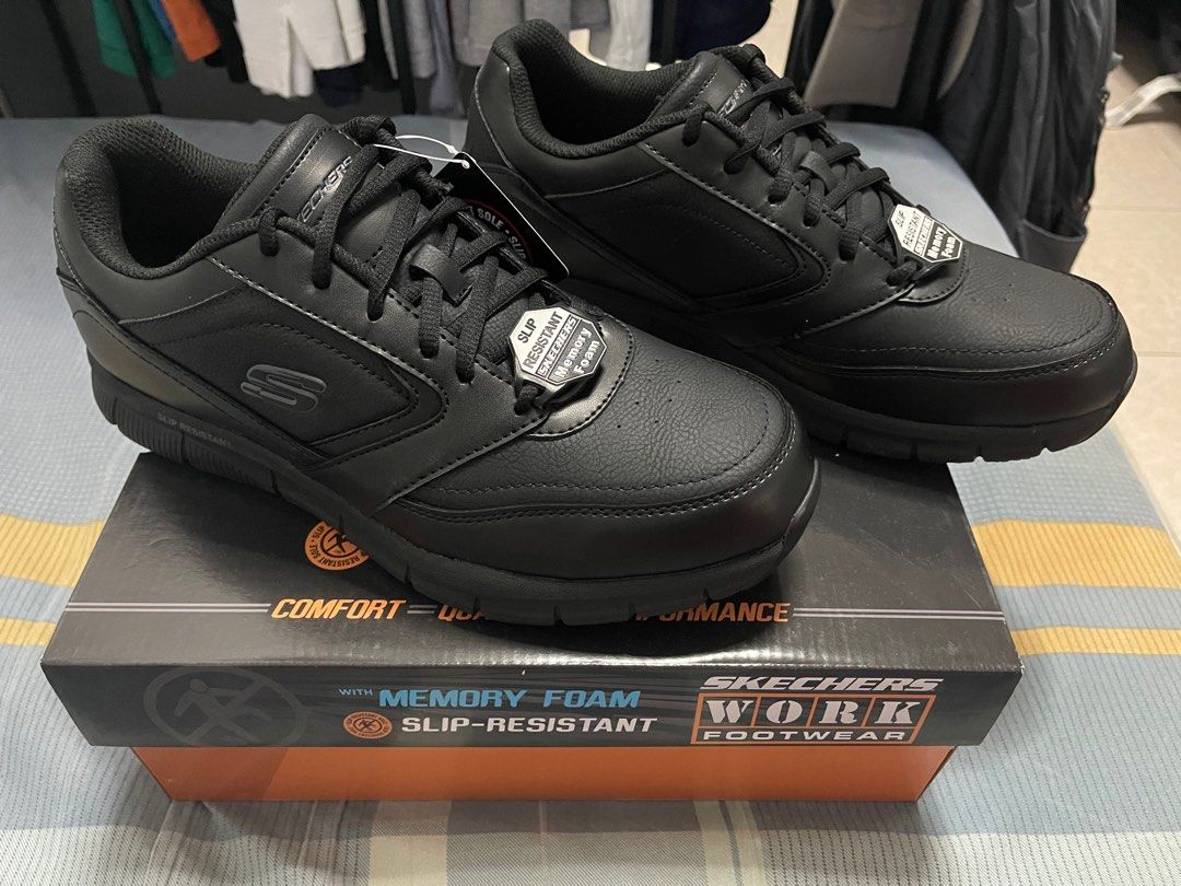 Mens black clearance leather skechers