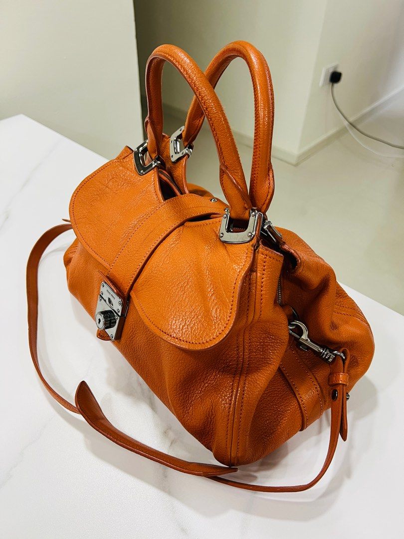 Madras leather handbag Miu Miu Grey in Leather - 29791451