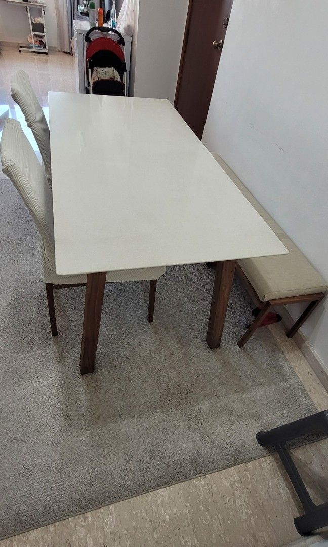 Moving sale dining table, freezer, malm table, TV console, Furniture & Home Living, Furniture