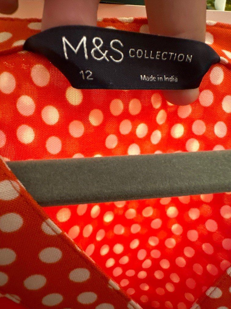 Mu0026S Orange Polkadot Blouse, Fesyen Wanita, Pakaian Wanita, Atasan di  Carousell