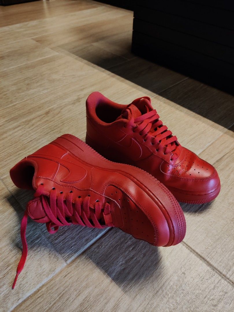triple red air force 1 on feet