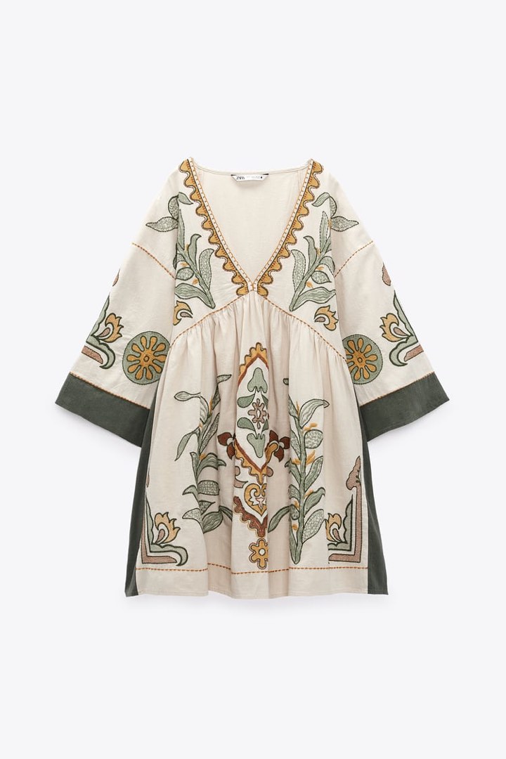NWT Zara Embroidered Linen Blend Dress on Carousell