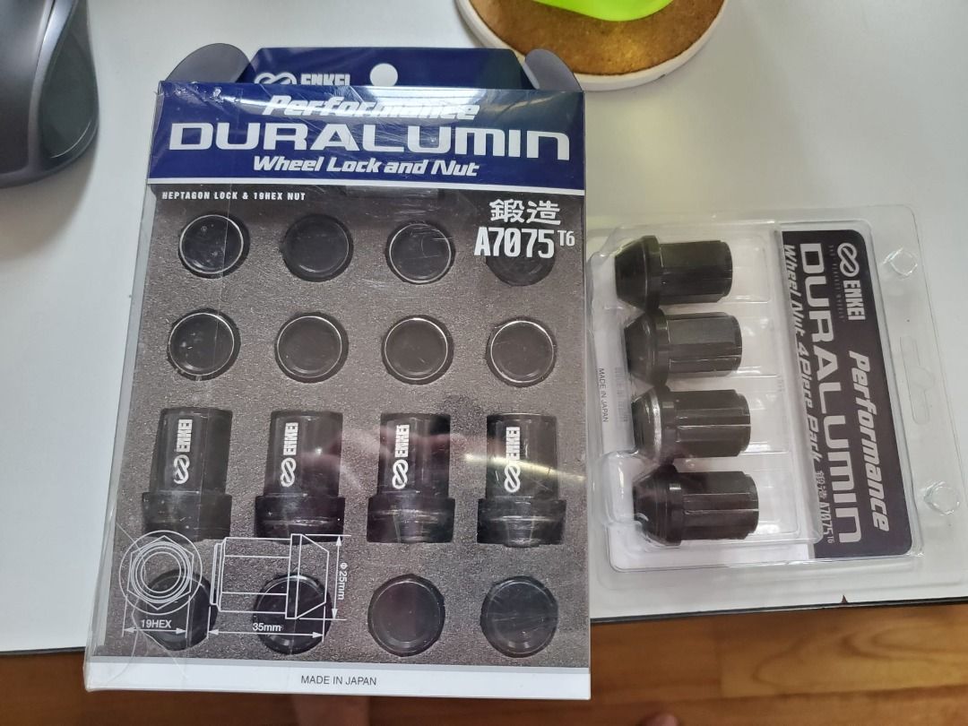 Original Enkei Duralumin Lug Nut Set Black 20pcs M12x1.5, Car