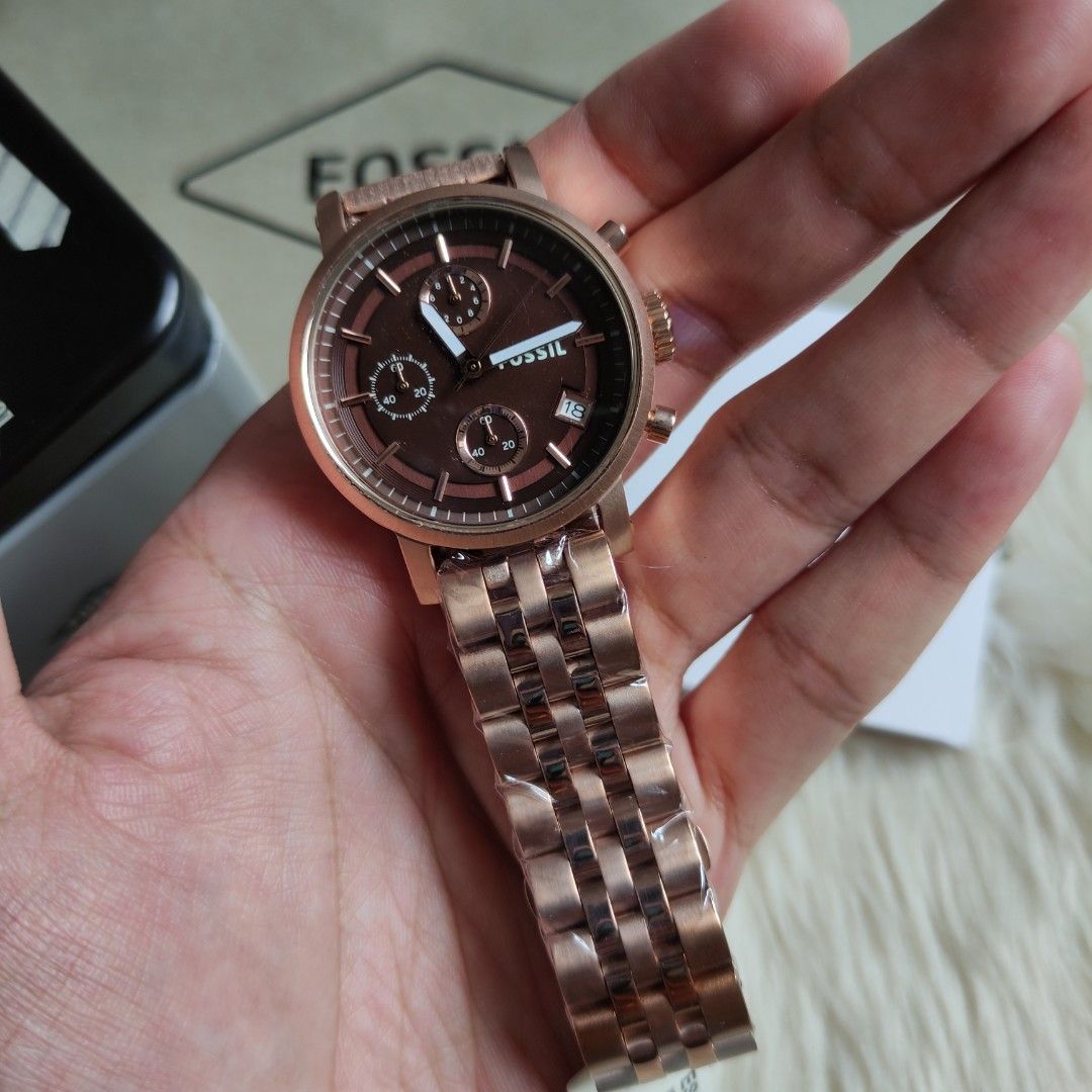 Fossil boyfriend watch rose discount gold
