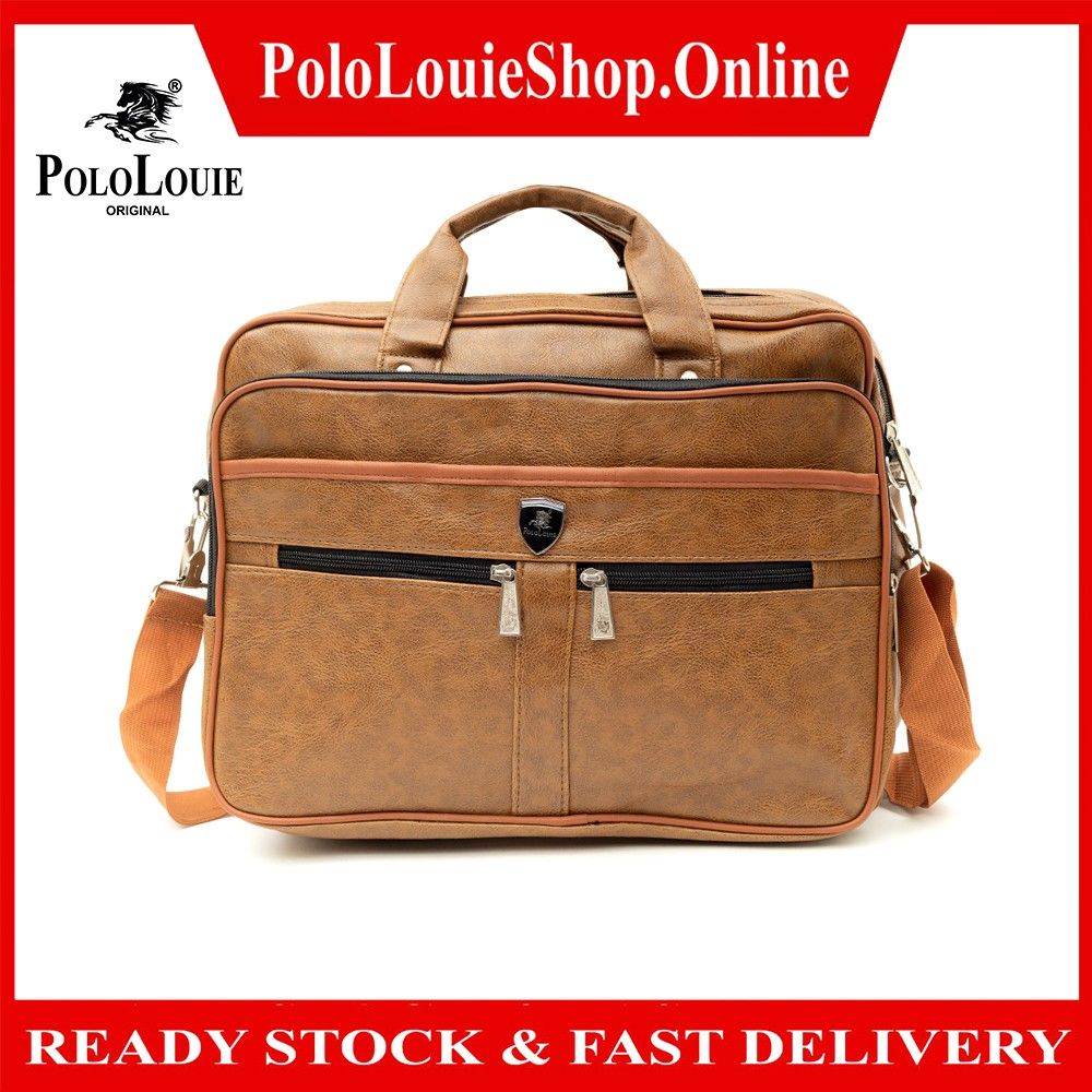 Original Polo Louie Men s PU Leather Business Briefcase Office Bag Laptop Bag Shoulder Sling Bag