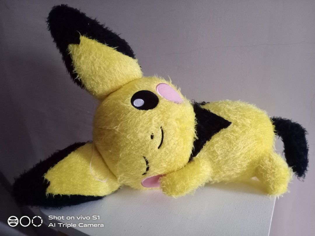 Pokemon Plush, Fury winking Pichu (Category: Plushies & Soft Toys) located in Mandaluyong City. Submitted by sephcharr (Listing ID 1237414256, Image 1). Description: Cute, best for collections and gifts 😊 11-12 inch.