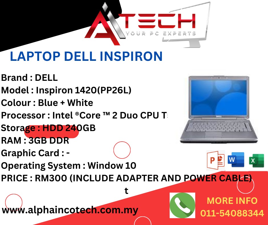 REFURBISHED LAPTOP DELL Inspiron 1420 (PP26L) / Intel ®Core