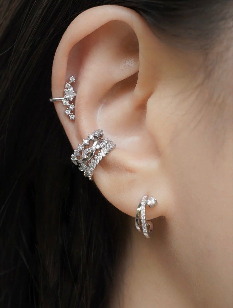 Regal Silver Ear Cuff Trio Set Women s Fashion Jewelry