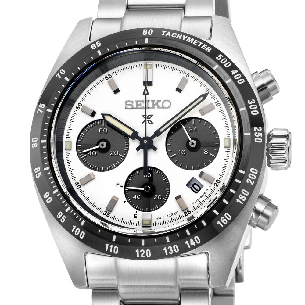 Seiko Prospex Panda Black & White Speedtimer Chronograph Solar Watch SSC813 SSC813P1 (Category: Luxury Watches) located in San Juan City. Submitted by canaantime (Listing ID 1237390011, Image 2). Description: Caliber Number: V192 Movement Type: Solar Accuracy: ±15 seconds per month Case Material: Stainless steel Crystal: Curved sapphire crystal Crystal Coating: Anti-reflective coating on inner surface LumiBrite: LumiBrite on hands and index(es) C