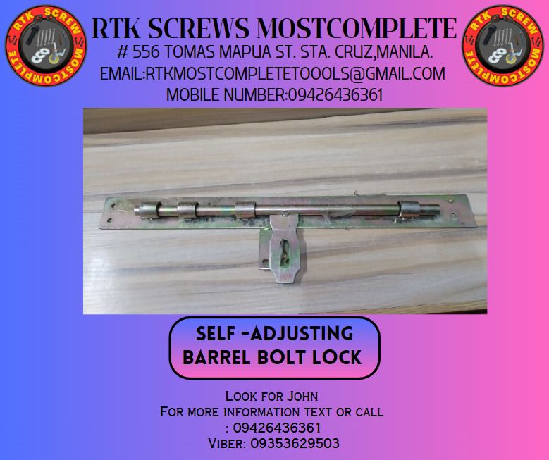 Self Adjusting Barrel Bolt Lock, Commercial & Industrial, Construction