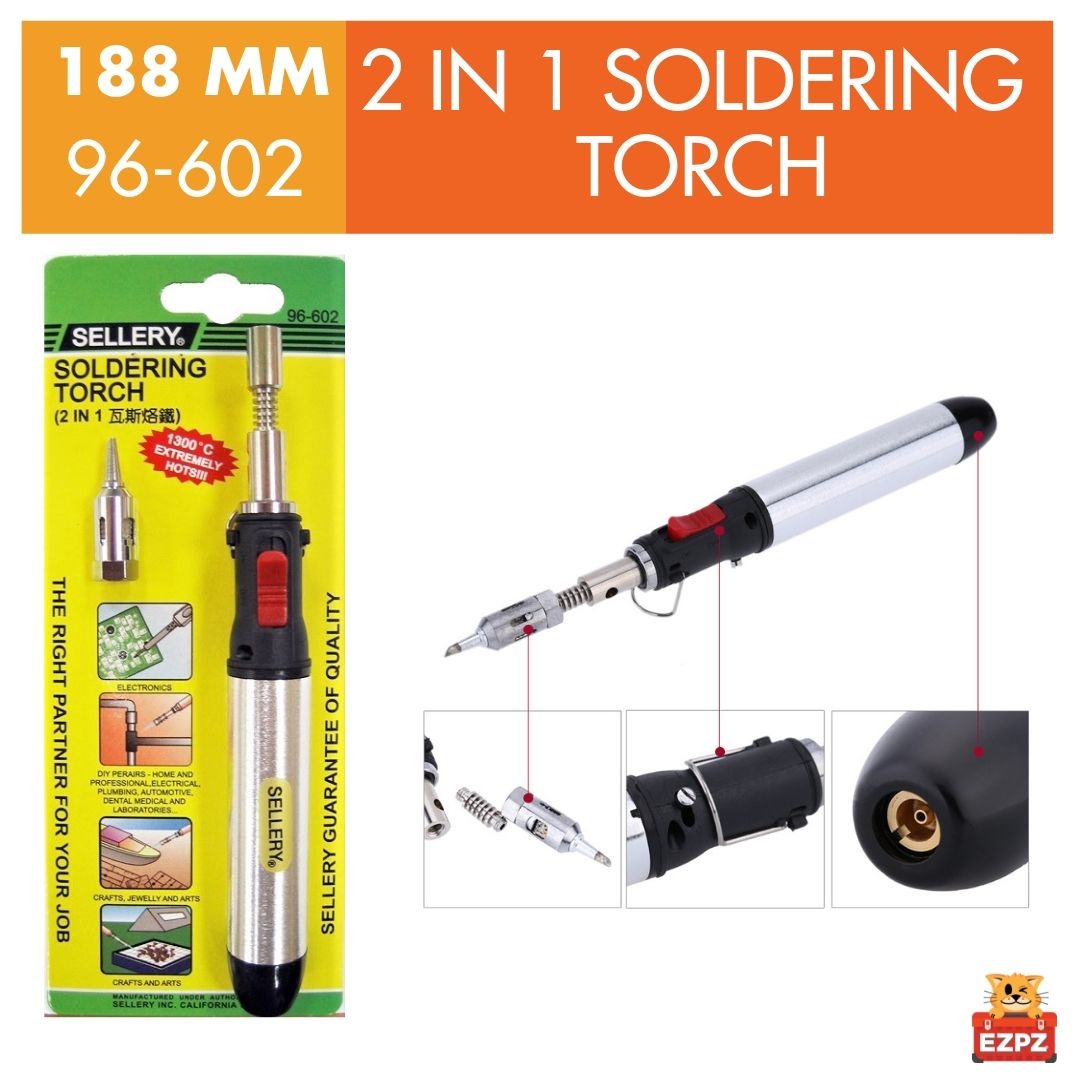 SELLERY 96602 3pc Butane Solder Iron & Torch, Length 7.1/2