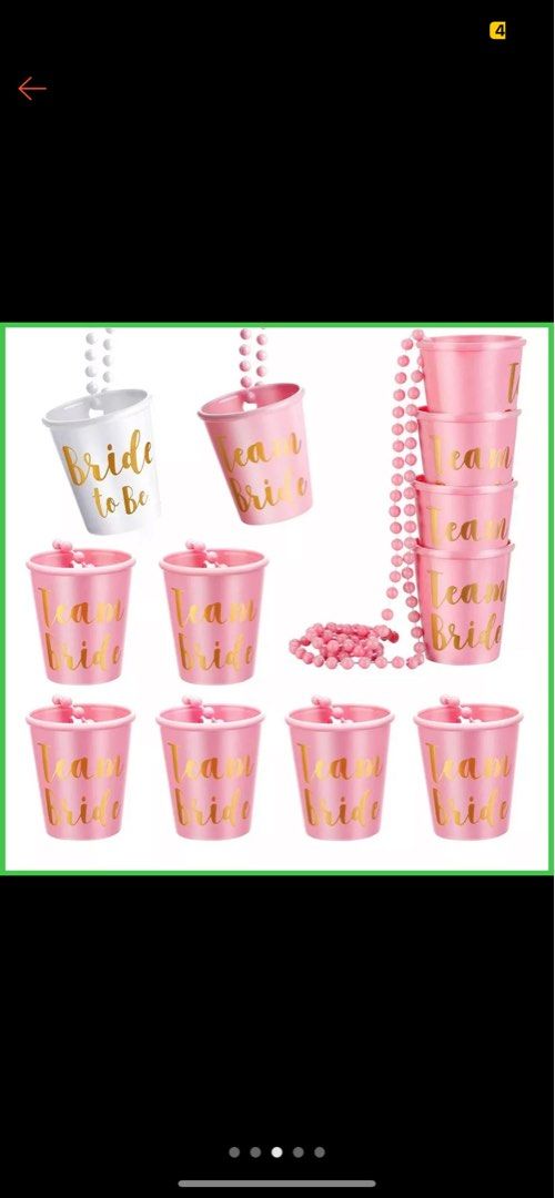 Shot Glass / Shot Cup Team Bride (Category: Dinnerware & Cutlery) located in Paranaque City. Submitted by prelovedclutter (Listing ID 1237446963, Image 1). Description: Didnt make abot sa event :( I bought this for 434 on shopee for each pack. You can take all 5 packs for 1,200 .