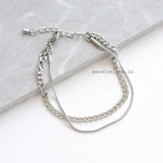 [Men's Clothing] Korean Stainless Steel Slim Snake Chain Double Layer Bracelet629776567840021110