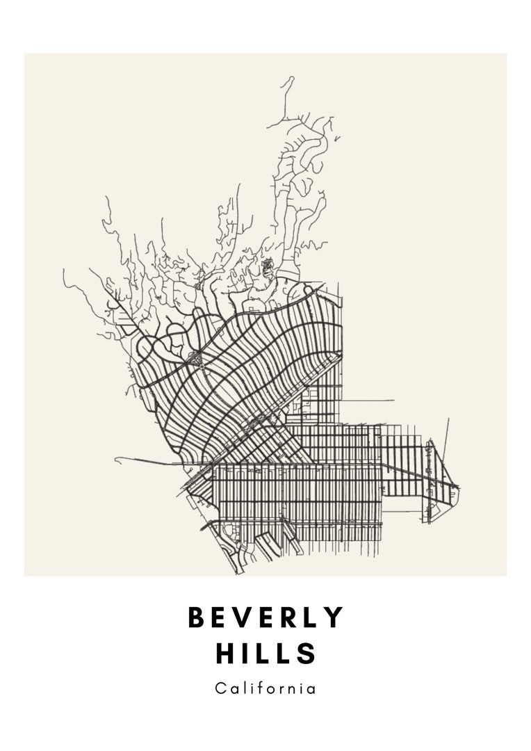 Soft Copy Beverly Hill City Map, Furniture & Home Living, Home Decor