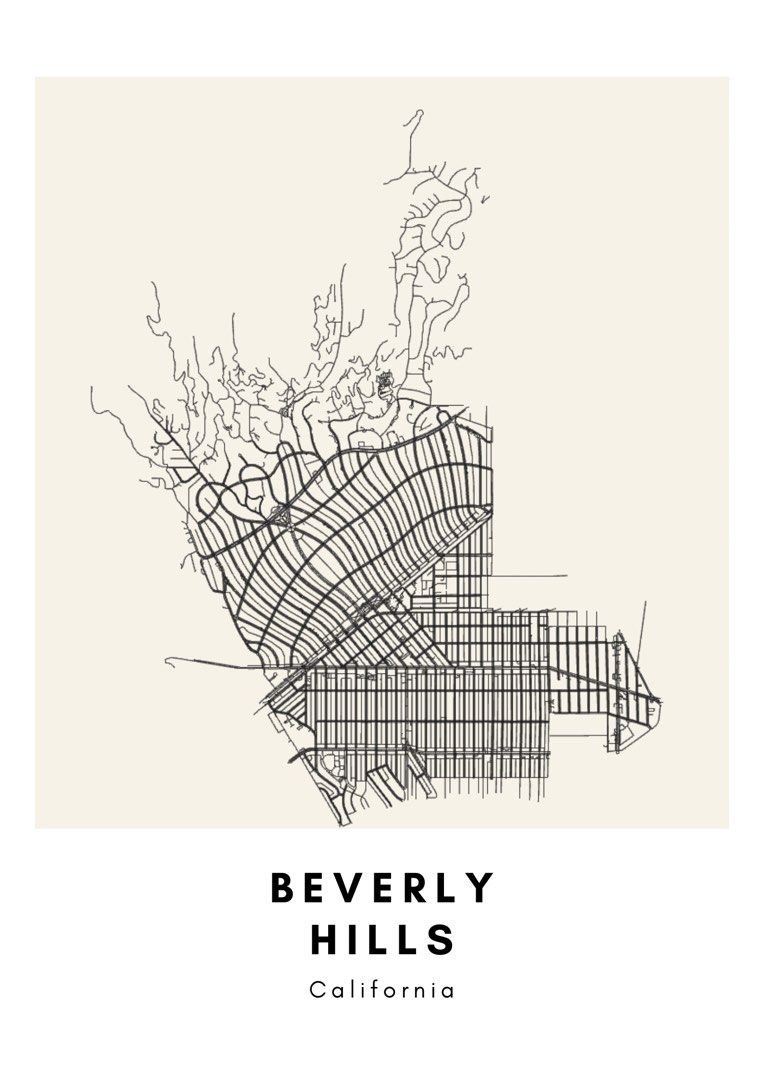 Soft Copy Beverly Hill City Map, Furniture & Home Living, Home Decor
