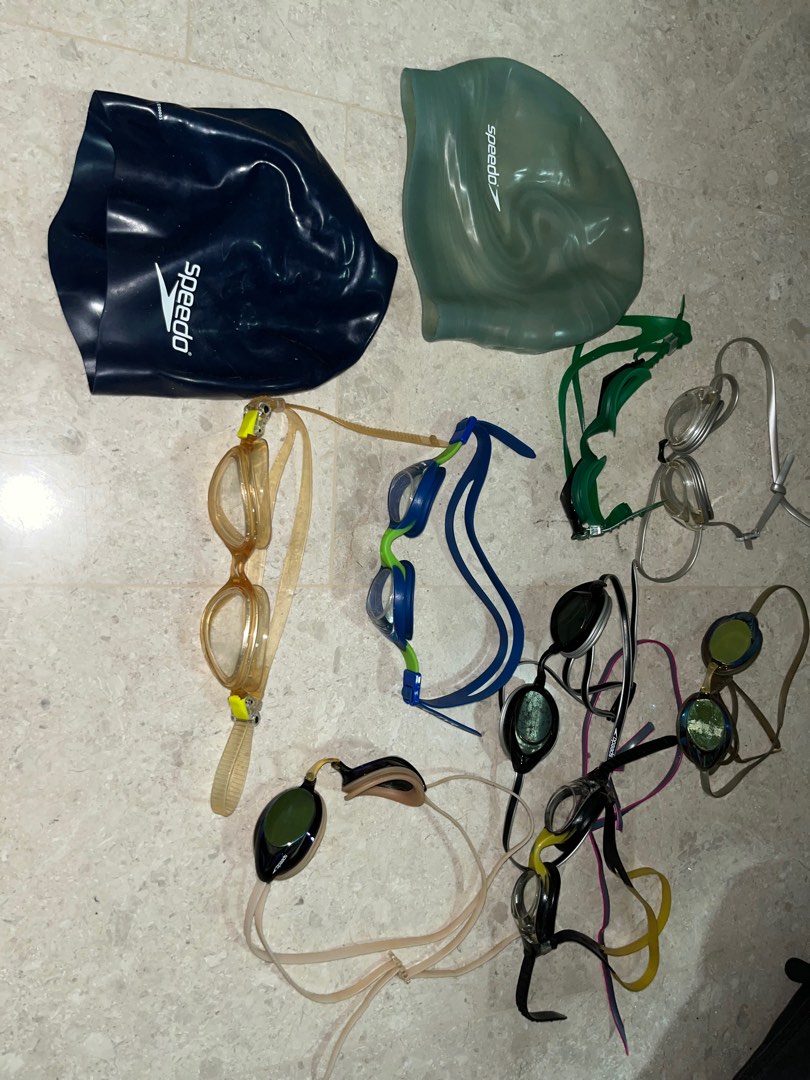 Speedo Swimming Caps and Goggles (bundle), Men's Fashion, Tops & Sets