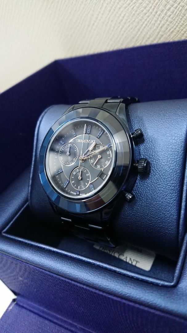 Swarovski Octea Lux Sport 手錶瑞士製造, 手錶- Watch 金屬手鏈, 名牌, Carousell 藍色漆面#5610475