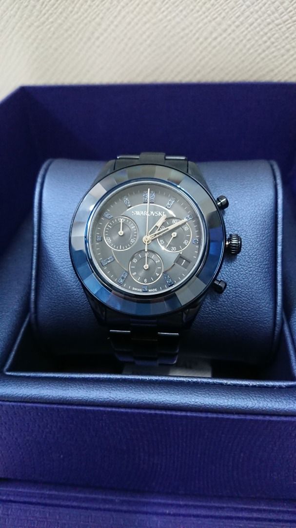 Swarovski Octea Lux 名牌, Sport 金屬手鏈, 藍色漆面#5610475, Carousell Watch 手錶瑞士製造, 手錶
