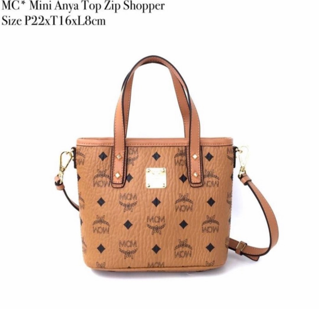Tas Tote mini MCM Zipper YKK, Barang Mewah, Tas & Dompet di Carousell