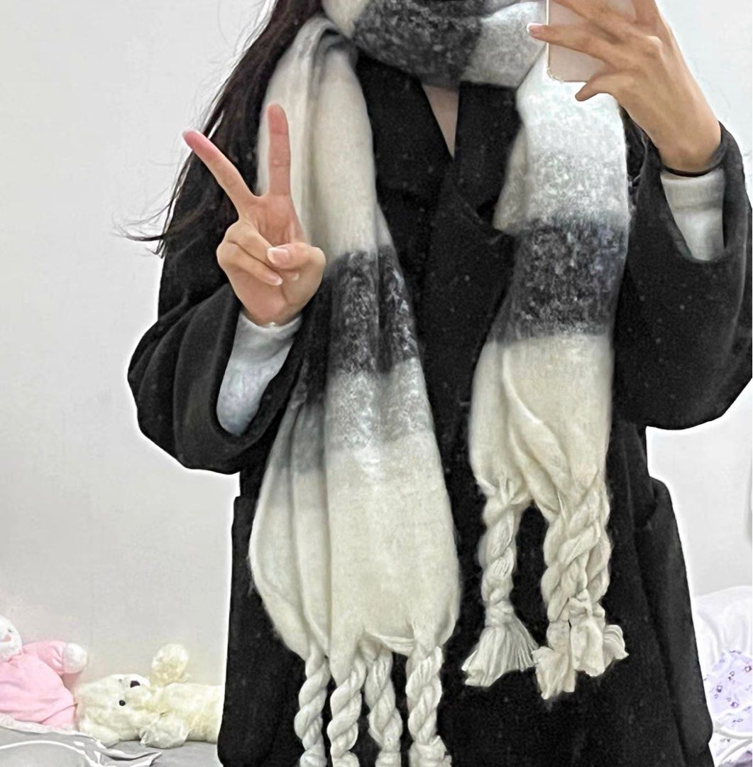 Striped Tassel Scarf main image 1