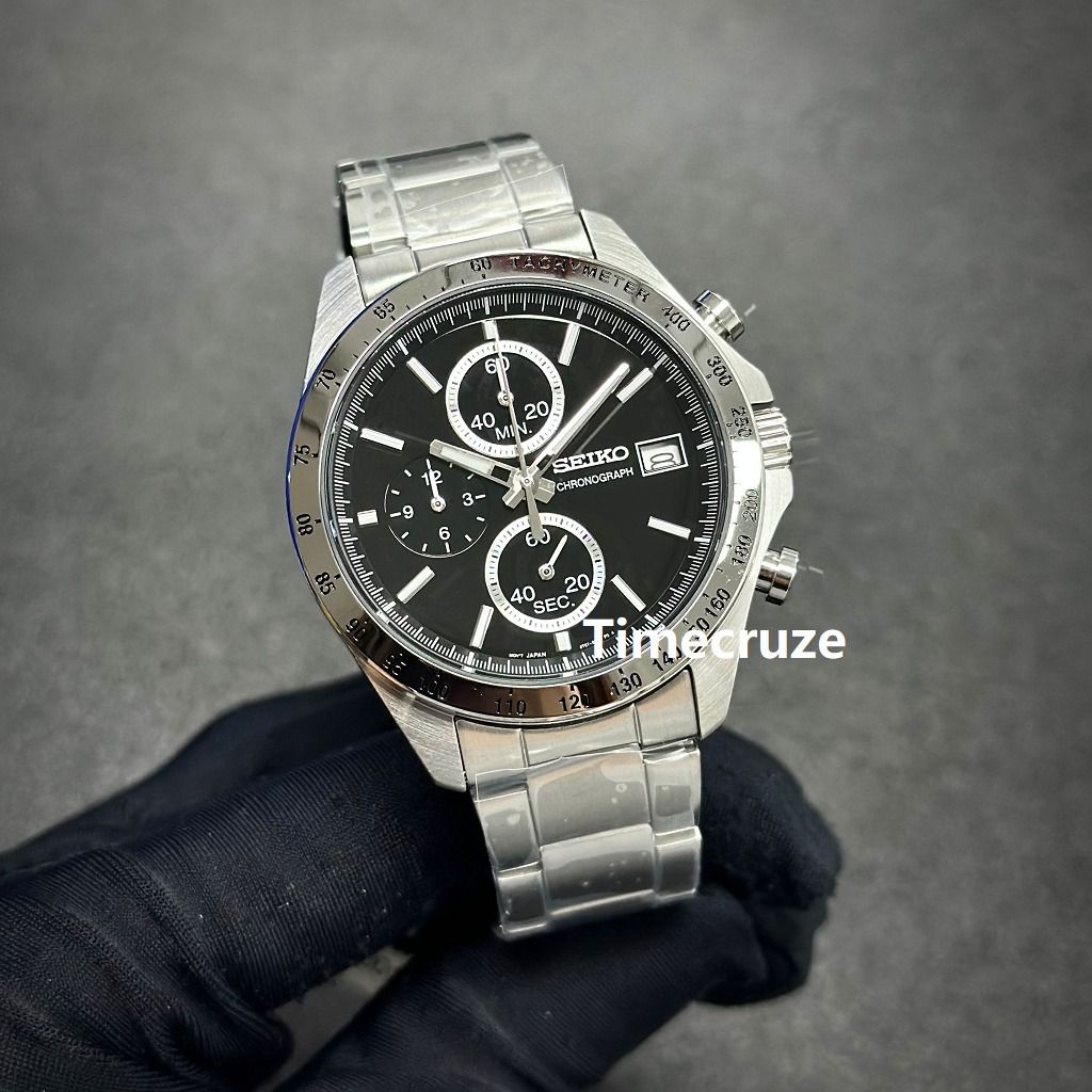 Time Cruze Seiko JDM SBTR005 Spirit Chronograph Black Dial Quartz Men Watch SBTR005