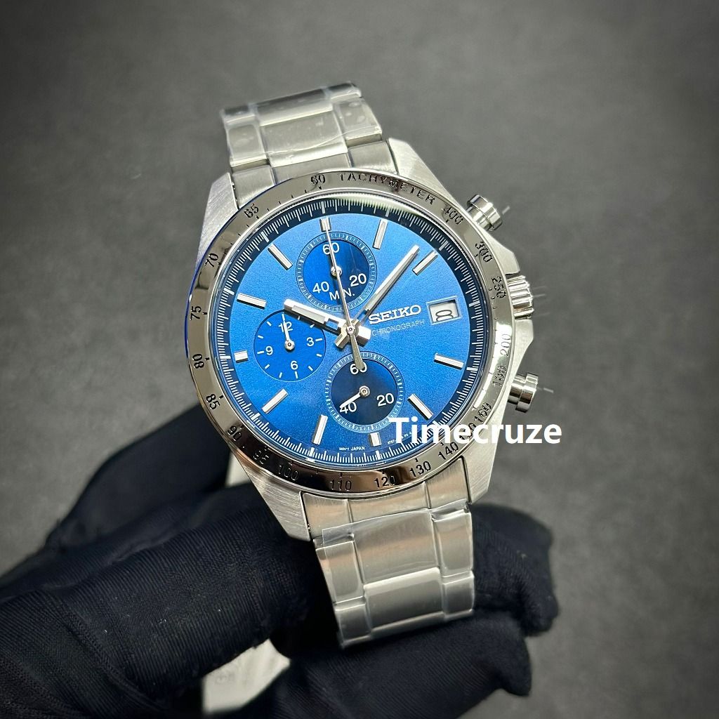 Time Cruze Seiko JDM SBTR023 Spirit Chronograph Blue Dial Quartz Classic Men Watch SBTR023