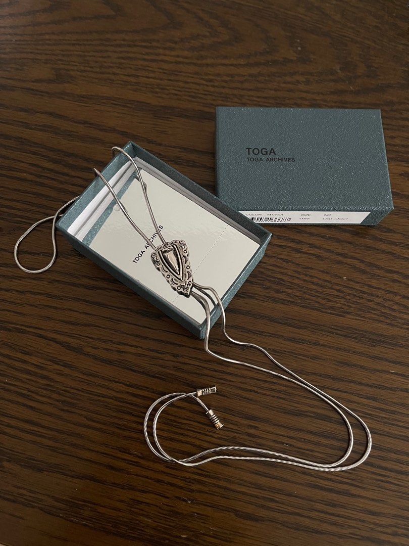 Last one )TOGA PULLA METAL CHAIN LOOP TIE NECKLACE, 女裝, 飾物及