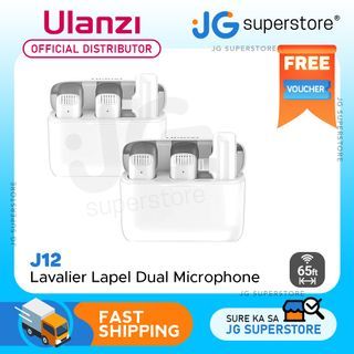 Ulanzi J12 Wireless 800mAh Lavalier Lapel Microphone System w/ USB-C / Lightning Connector with Charging Case, LED Indicators, 65ft Transmission Distance and Intelligent De-Noise Function Plug & Play for Mobile Devices (White) | 3096, 3097 | JG Superstore