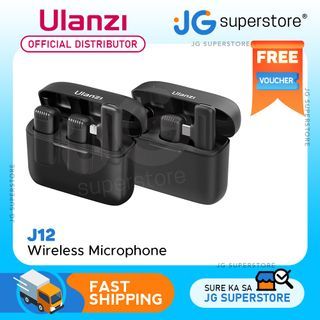 Ulanzi J12 Wireless Lavalier Microphone Omnidirectional Mic with Clips, 6 Hour Battery Life, Level 3 Noise Reduction (Type-C, Lightning) | JG Superstore