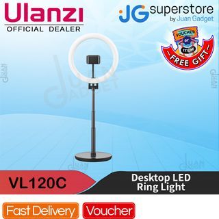 Ulanzi VL120C Desktop LED Ring Light Foldable Lighting Kit with Phone Holder Adjustable Height Stable Base 10levels Brightness for Vlogging Selfie | JG Superstore