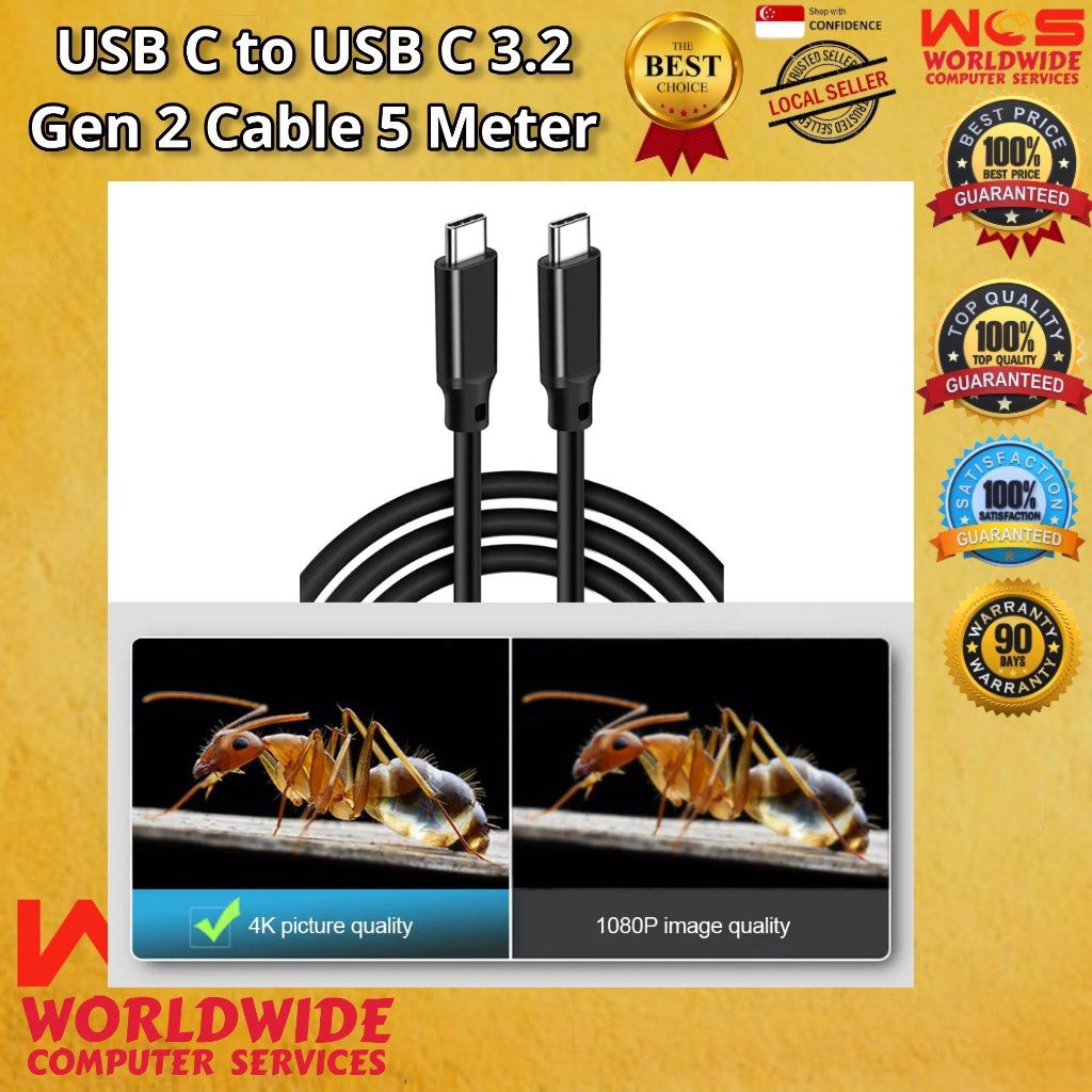 USB C to USB C 3.2 Gen 2 Cable Video Cable Type C PD 100W 5A Fast ...