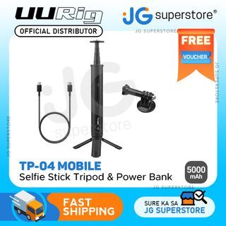 UURig by Ulanzi A0010 Selfie Stick Tripod for Cameras and Action Cams with 4800mAh 5V/2.1A Power Bank and GoPro Mount Adapter for Photography and Vlogging | JG Superstore