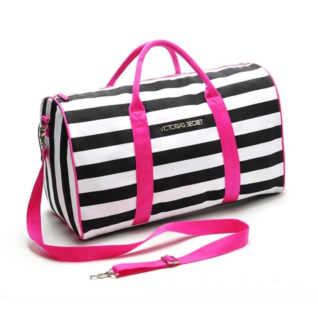 Victoria secret sale striped duffle bag