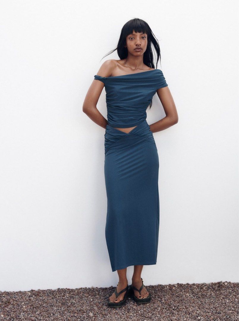 zara draped asymmetric dress DRAPED ASYMMETRIC TOP - Black