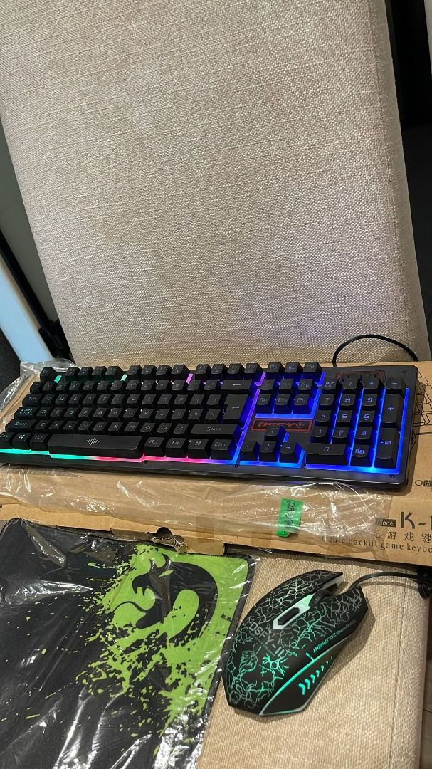 1828) LEXONELEC KEYBOARD MOUSE COMBO K13 104 KEY WIRED RAINBOW BACKLIT