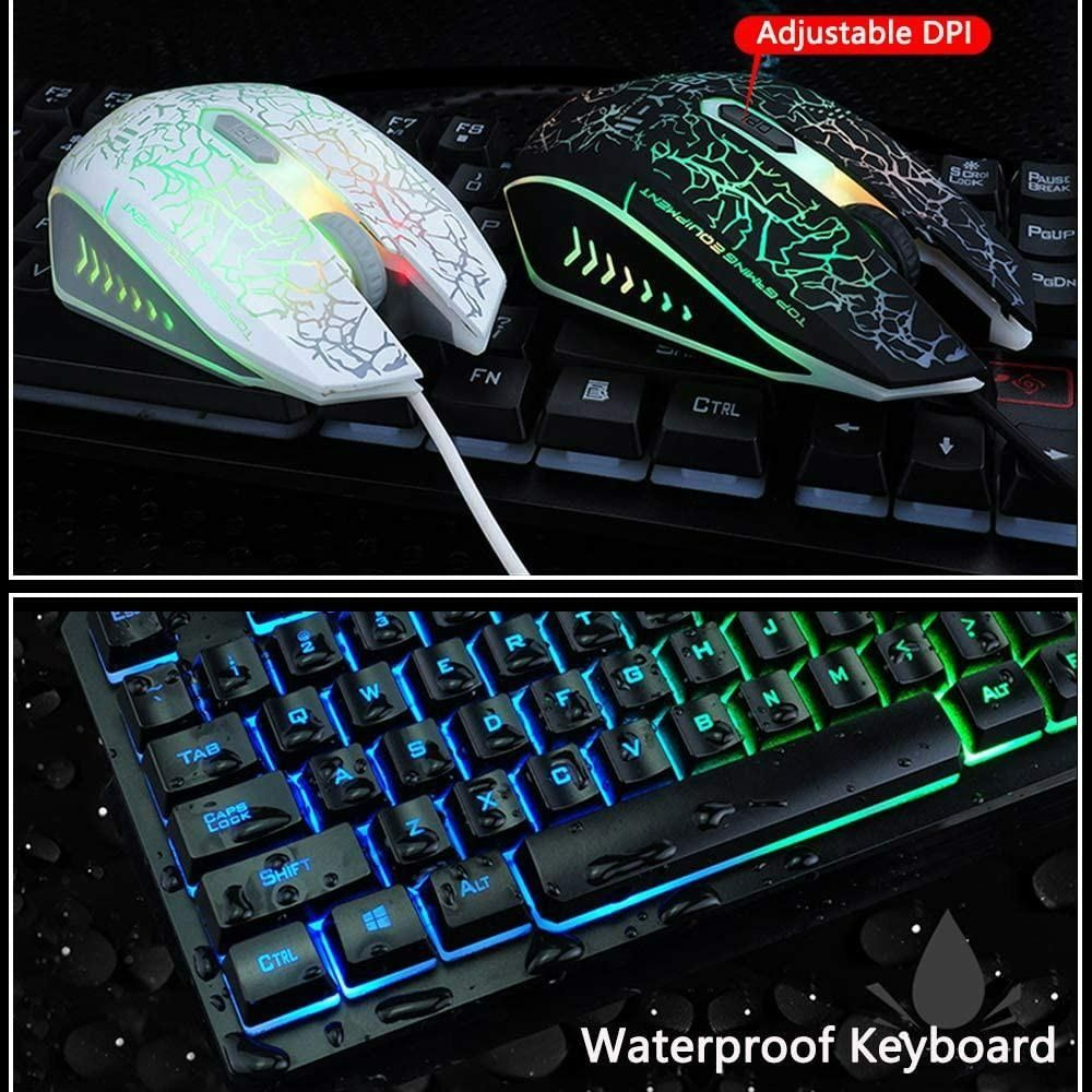 1828) LEXONELEC KEYBOARD MOUSE COMBO K13 104 KEY WIRED RAINBOW BACKLIT