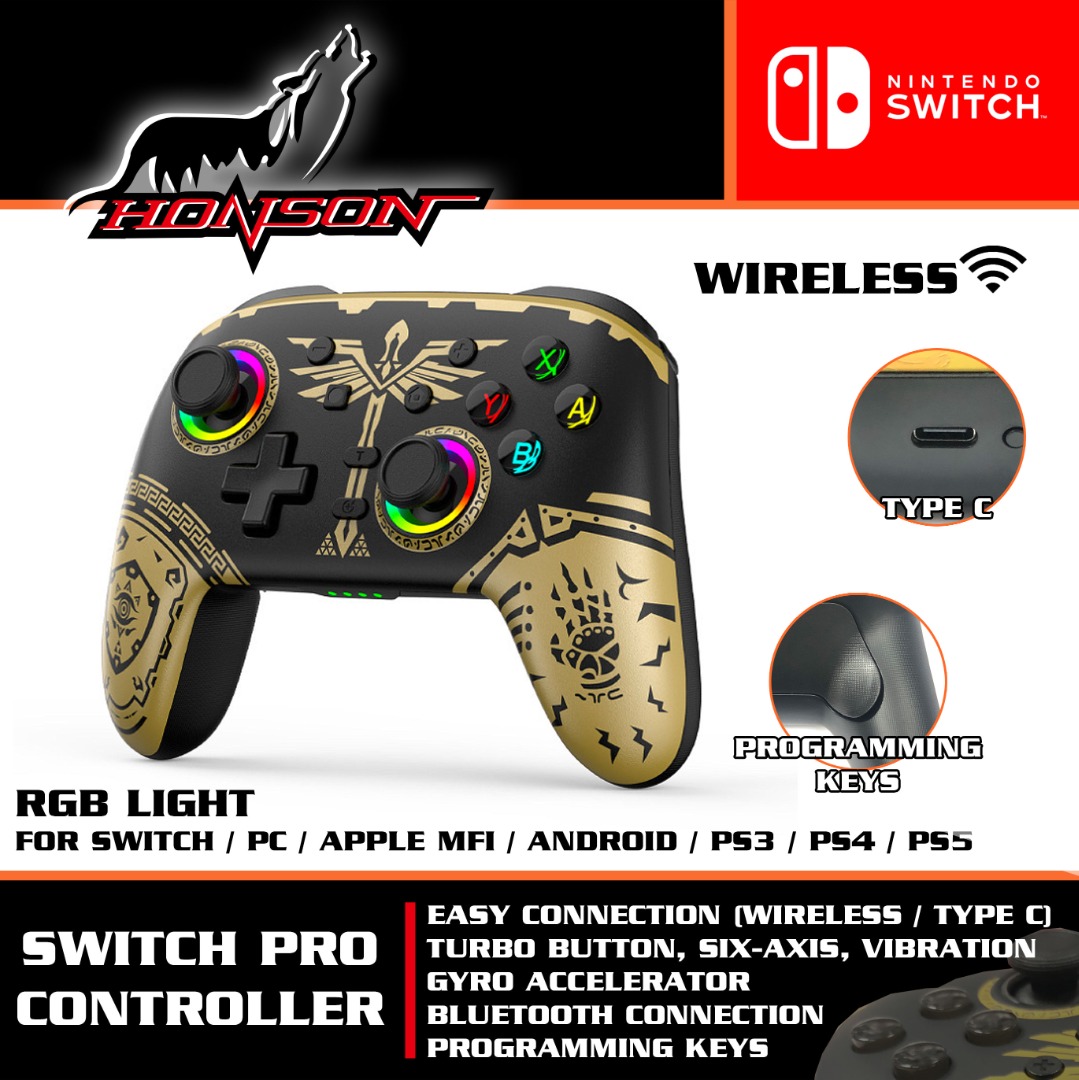 全新 HONSON S08 Switch 王國之淚 無線手掣 | 支援 PS5 / PC / APPLE MFI / ANDROID ...