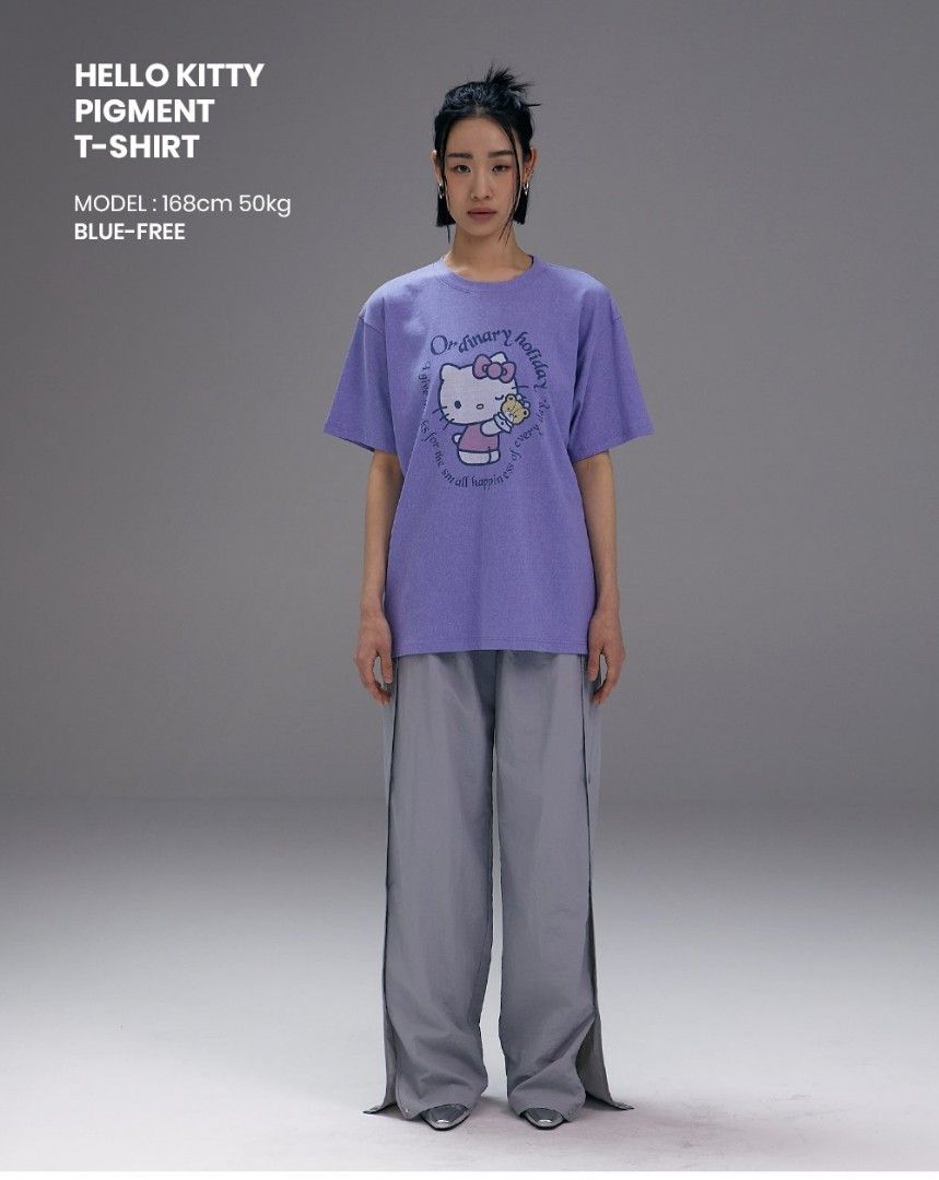韓國Ordinary Holiday x Hello Kitty Pigment T-Shirts, 女裝