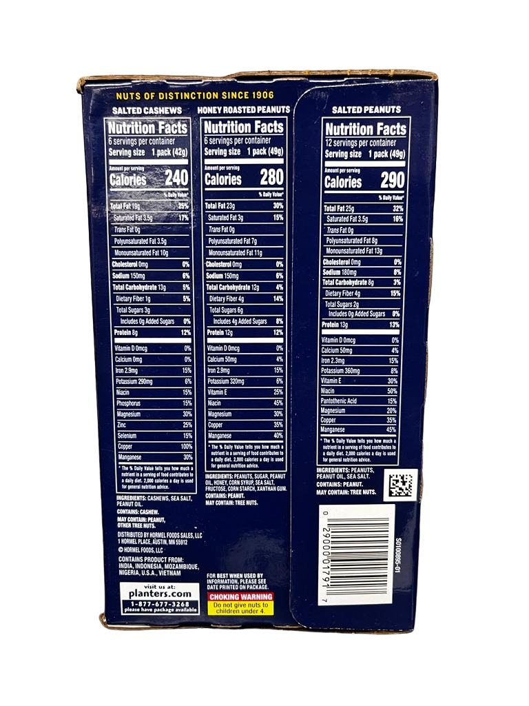 *勁減* Planters Nuts Cashews and Peanuts Variety Pack 紳士牌 花生腰果 三合一果仁 1箱24包 【029000017917】62859981738882113