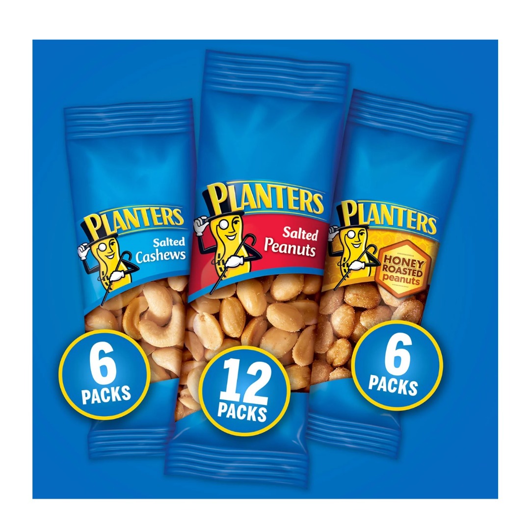 *勁減* Planters Nuts Cashews and Peanuts Variety Pack 紳士牌 花生腰果 三合一果仁 1箱24包 【029000017917】62859981738882111