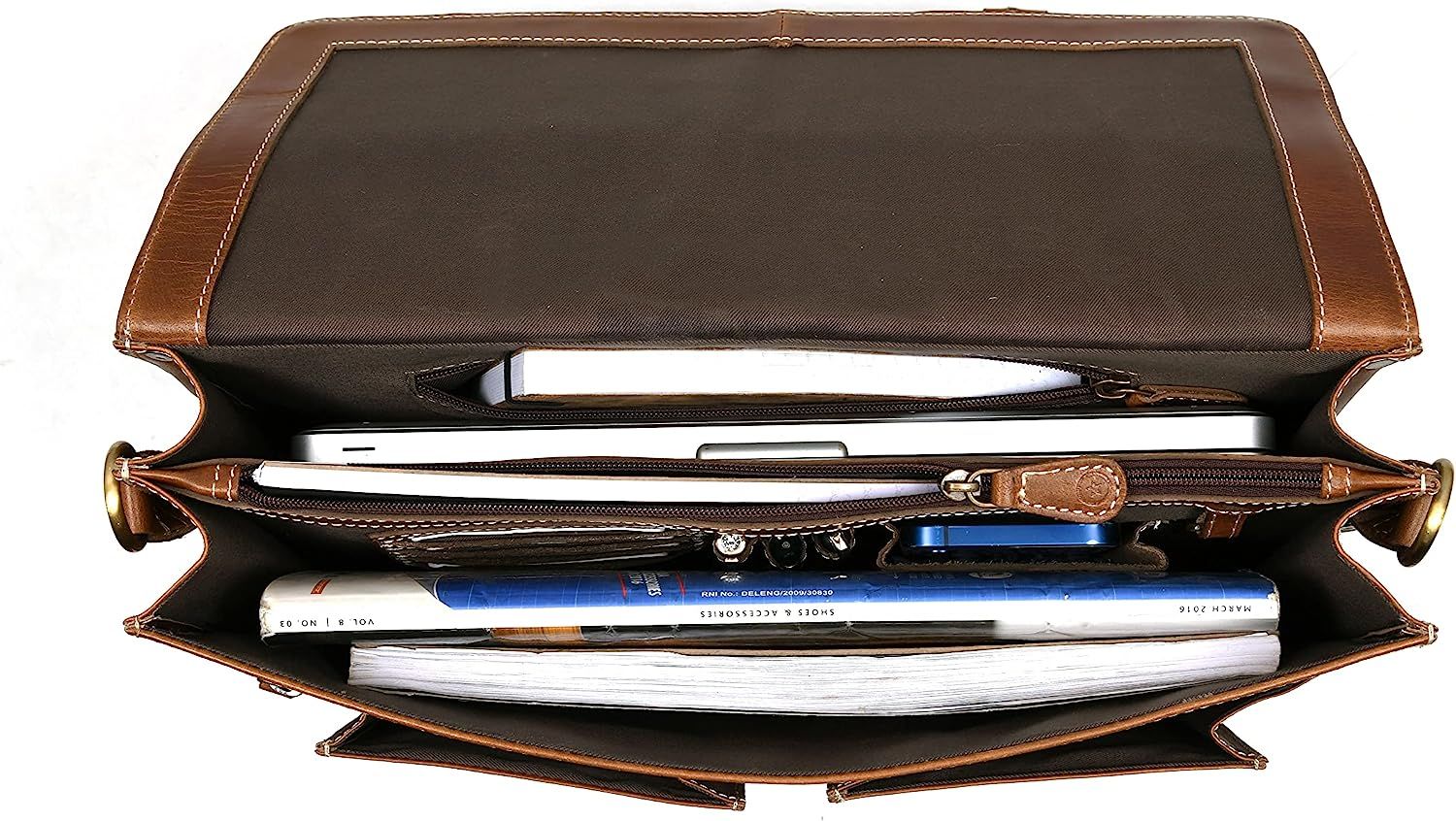 Aaron Reserve Laptop Messenger bag for Mens Leather Briefcase