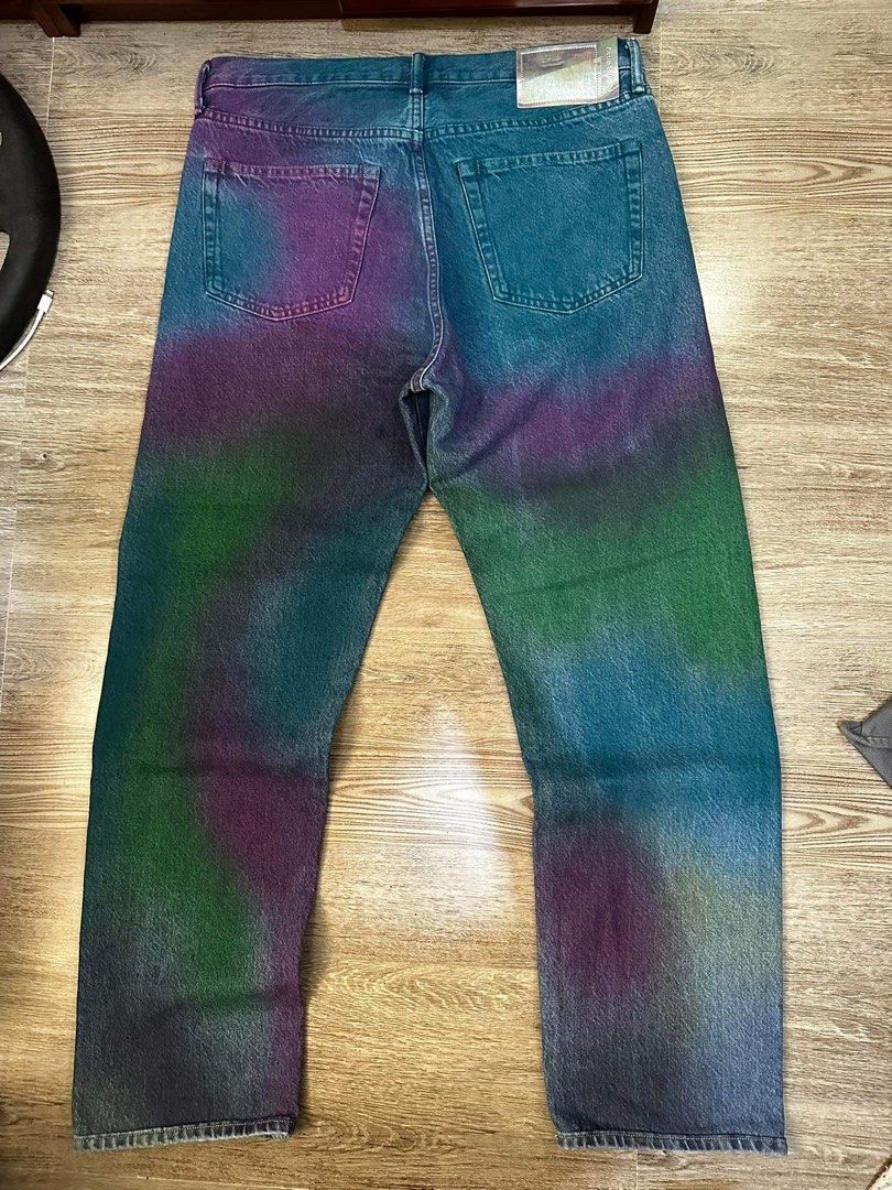 Acne Studios 1996 Rainbow spray jeans with standard five pocket styling