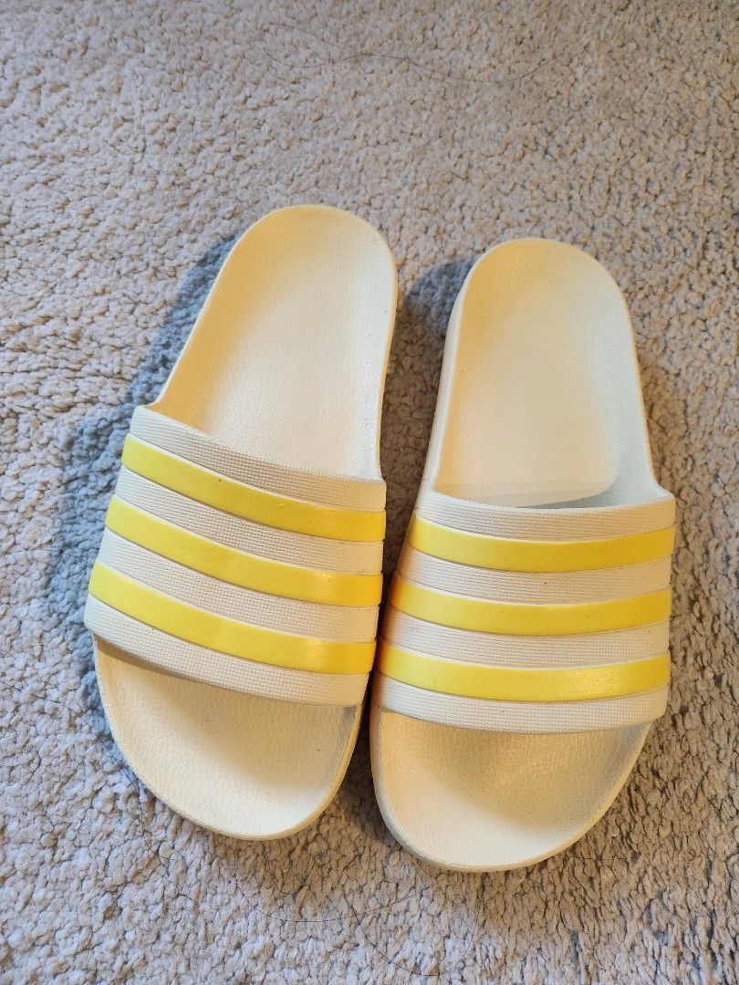Gold adidas slides womens best sale