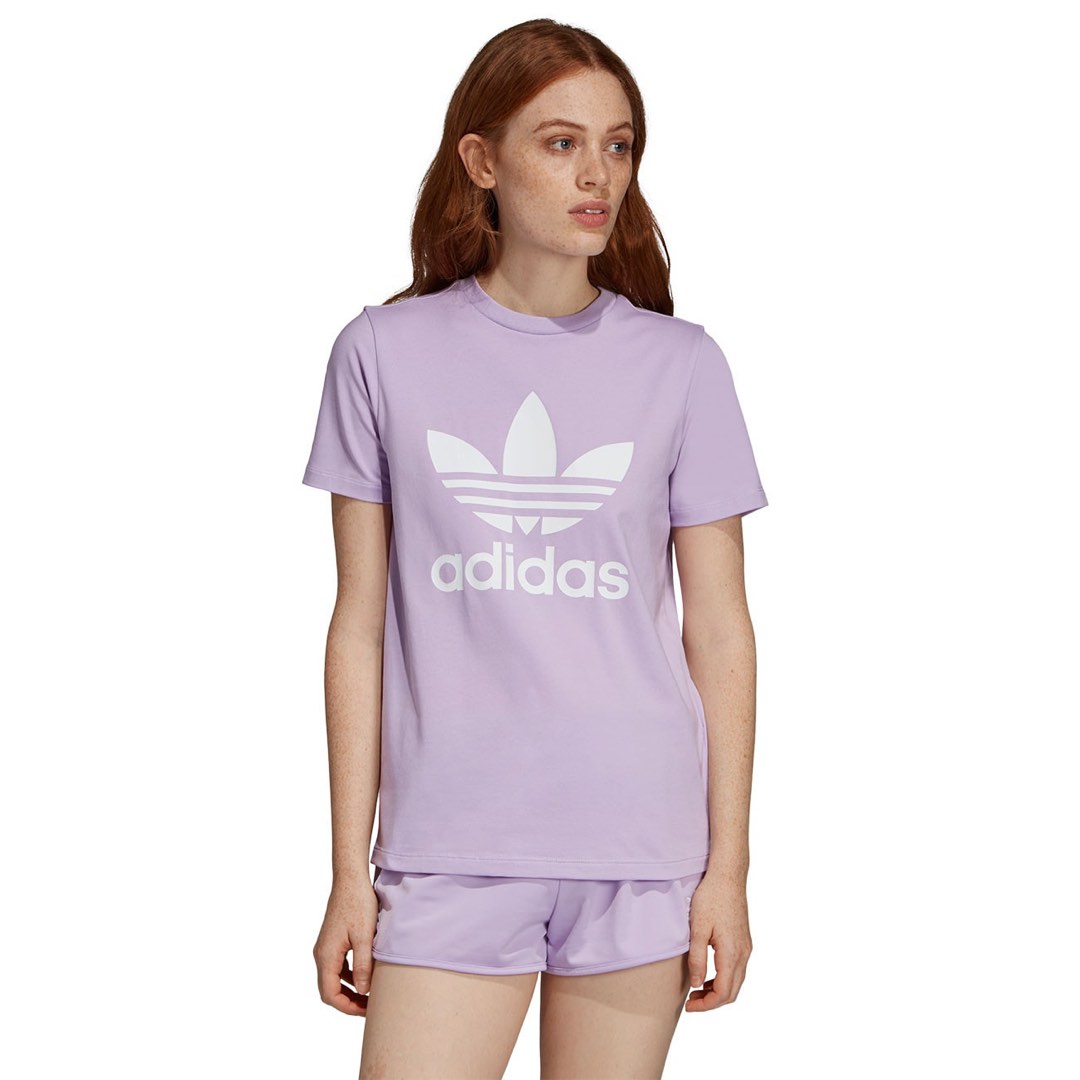 adidas Originals Trefoil Moments sports bra in lilac and mint