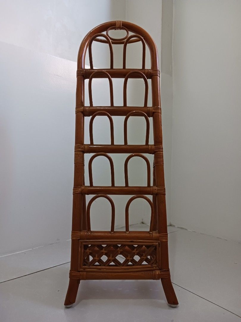 Affordable rattan shoe rack (Like New) on Carousell