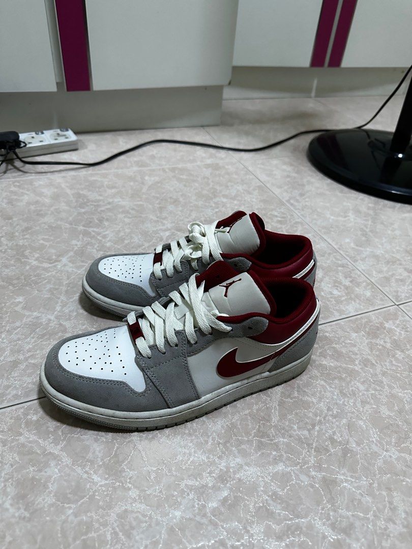 Red grey jordans shop