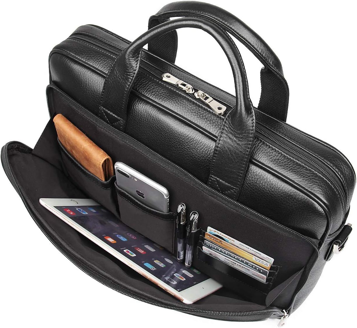 Augus leather sales briefcase