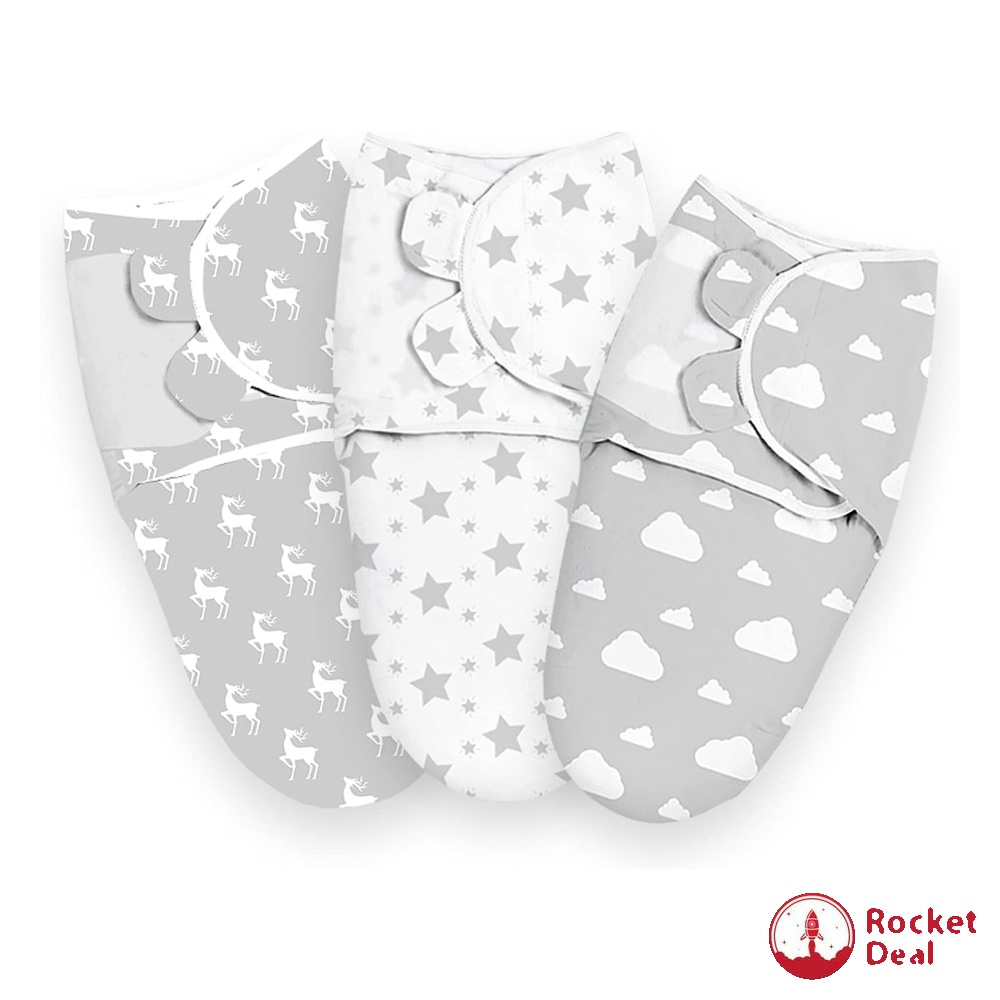 Baby Swaddle Wrap 3 Pcs 0 3 Months Newborn Swaddle Blanket Wrap 100 Breathable Cotton Swaddlers Sleep Sack with Adjustable Wings for Baby Boys and