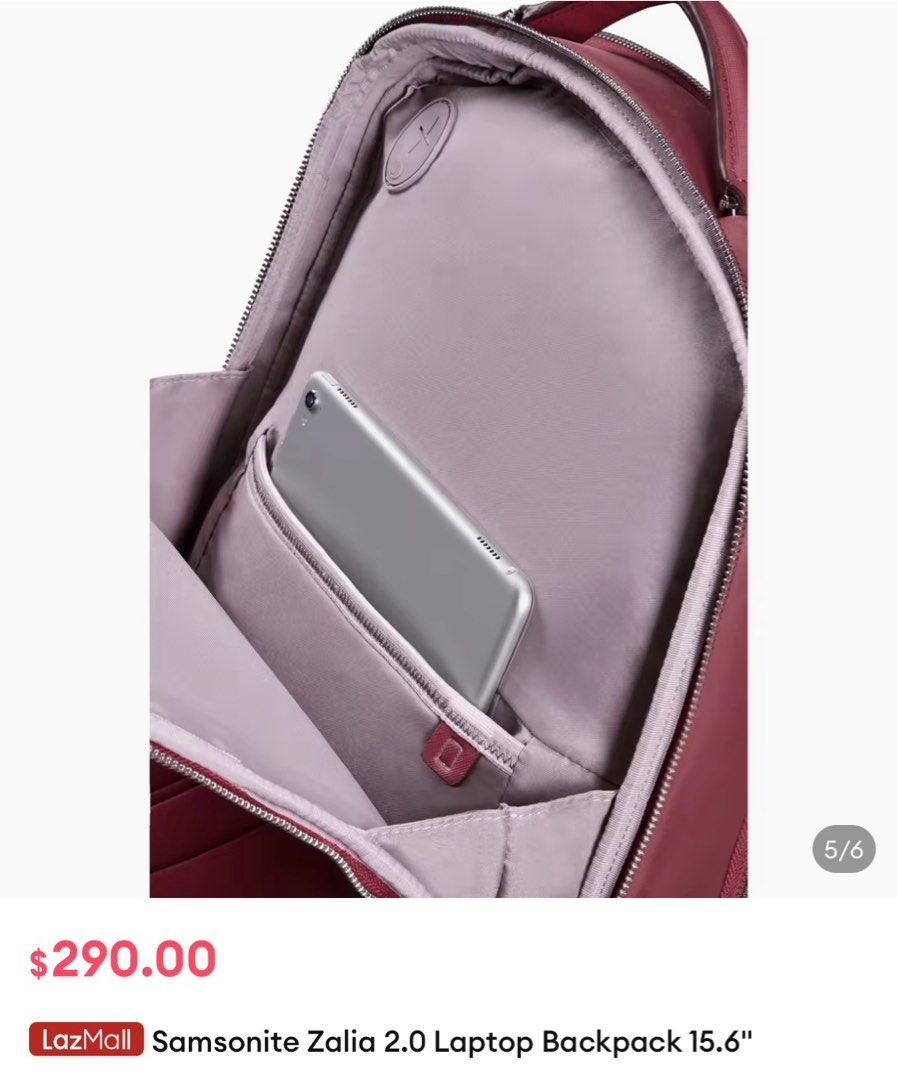 Backpack (Category: Backpacks) located in Singapore. Submitted by dl1902 (Listing ID 1237653447, Image 8). Description: Samsonite Zalia 2.0 Laptop Backpack 15.6 Retail $290 Brand New. Plastic and tag intact Got it as farewell gift .
