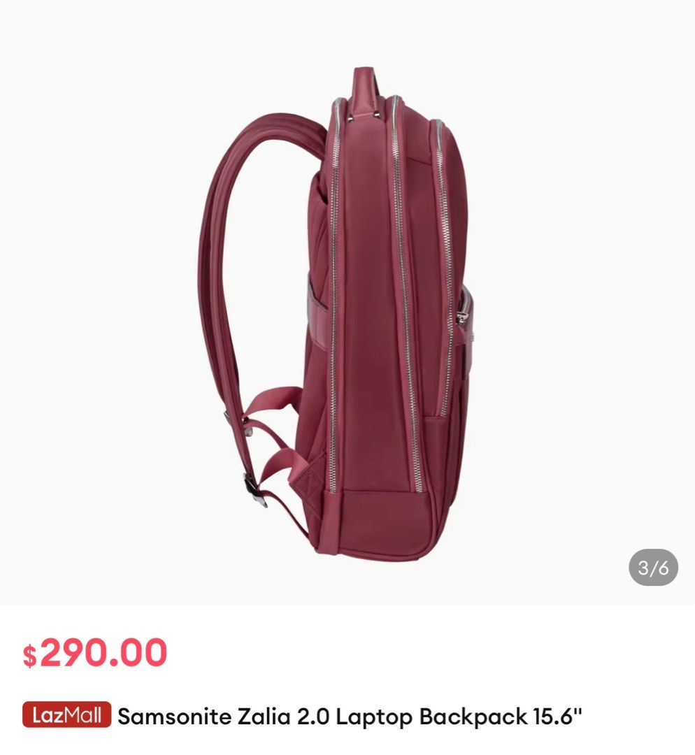 Backpack (Category: Backpacks) located in Singapore. Submitted by dl1902 (Listing ID 1237653447, Image 6). Description: Samsonite Zalia 2.0 Laptop Backpack 15.6 Retail $290 Brand New. Plastic and tag intact Got it as farewell gift .